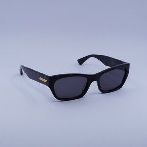 Bottega Veneta BV1143S 001 Sunglasses Black Rectangle Frame, Grey Lenses